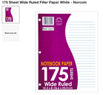 Wide ruled notebook paper